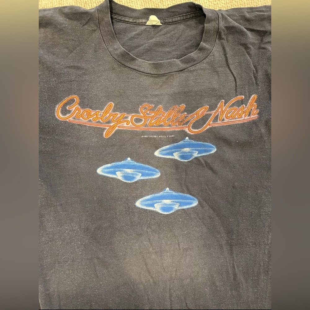 Vintage 80s Crosby Stills Nash Daylight Again Tour Top Concert Ufo T-Shirt Large - Picture 2 of 11